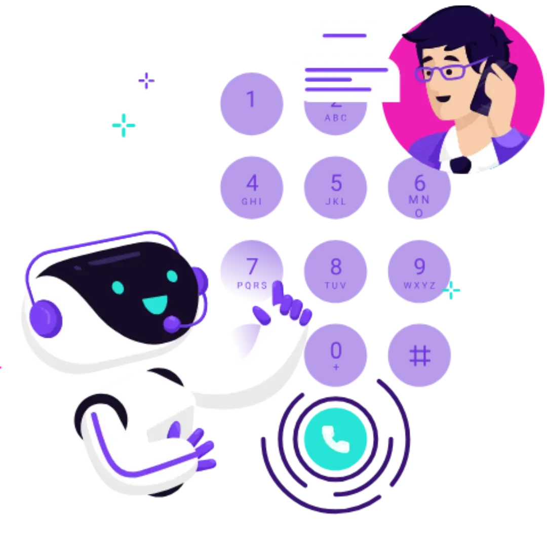 Asistente de Llamadas con IA robot hablando con humano